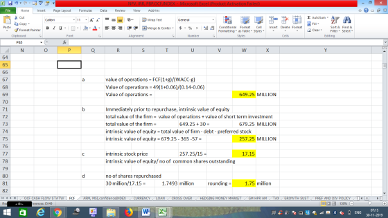 NPV, IRR, PBP,OCFINDEX - Microsoft Excel (Product Activation Failed) View Add-Ins File Home Insert Page Layout Formulas Data