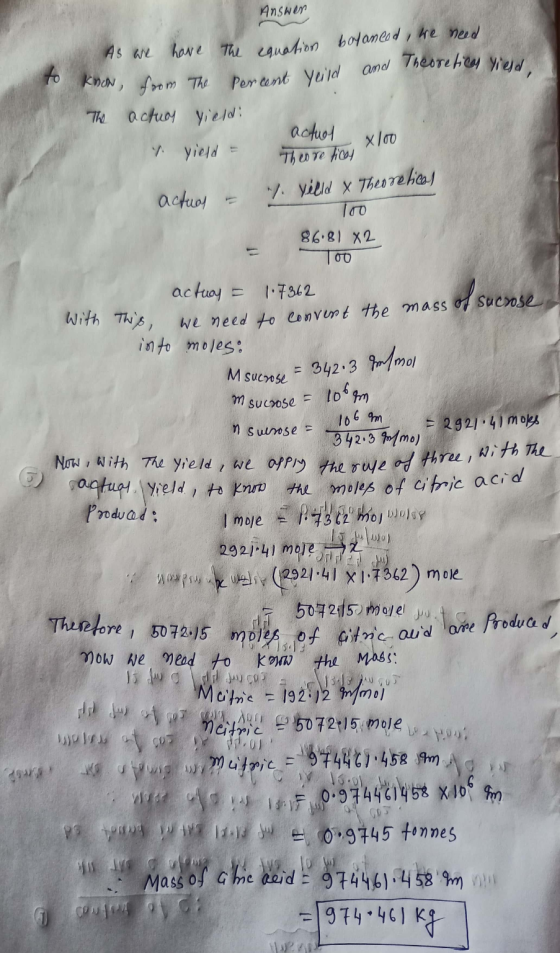 Answer As we have the equation balanced, we need know, from The Percent Yeild and Theoretically yield, and The actual yield: