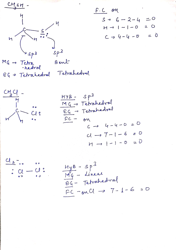 CH, SH - F.C on S + 6 – 2-4 H + 1-1-0 c-4-4-0 =0 =0 =0 HOT - sp3 MG Terra . hedral Ega Tetrahedral sp3 Bent Tetrahedral CHY -