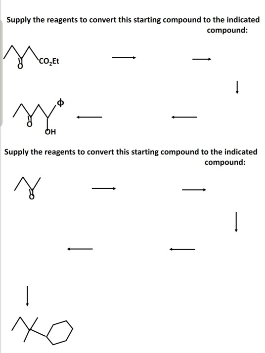 Supply the reagents to convert this starting compound to the indicated compound: COEt - not BY – Он Supply the reagents to c
