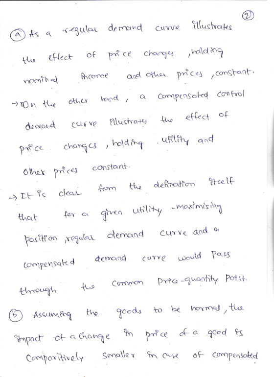 sulou demand ates ttu eftect of Pn ce charge haldn deNGrd cusve llusta he effect of Pce chages, holdhg other pnce constant ter a gtve utl maximis I emand CuYve and (cmpensak d demand curve would Pass mpact of a chanae се Smolle ofcompensoed