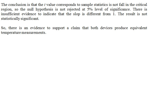 The conclusion is that the t value corresponds to sample statistics is not fall in the critical region, so the null hypothesi
