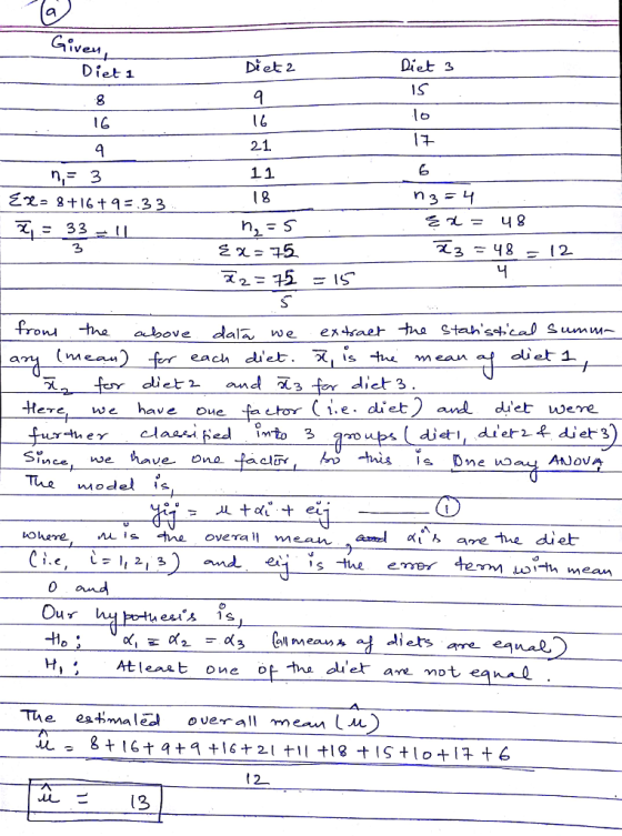 Diet 3 Diek 1 8 21 3 each cuet. u mean det ad diet 3 Herewe have ue fctor ( 1.e. diet and duet were diet, duer 2fdier 3 Tue