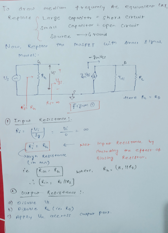 To draw medium frequency Ae equivalent CRT, Replace r Large Capacitor = short circuit small Capacitor a open Circuit Source G