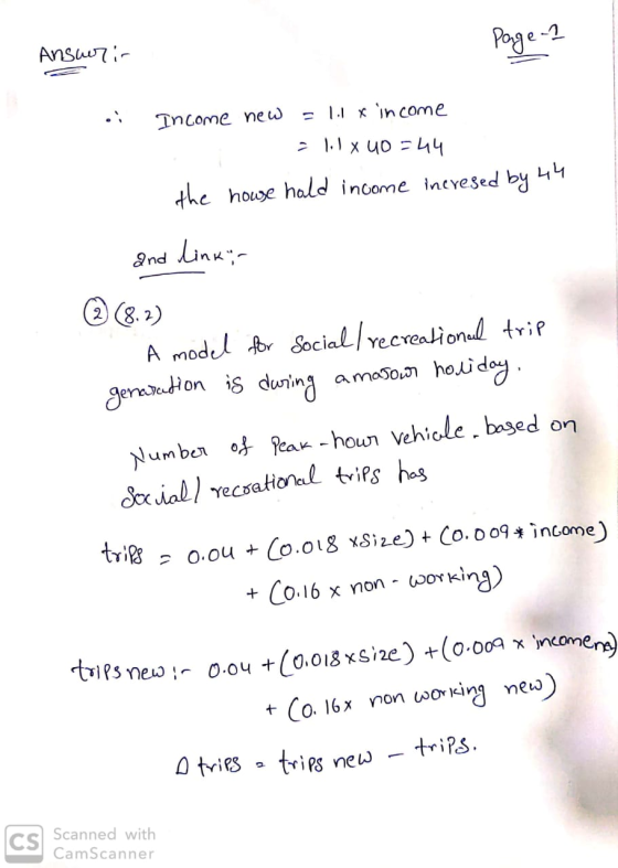 Page-2 Ansurir oi Income new = 1.1 x income = 1.1 x 40 =44 the house hold income incresed by 44 and link A model for Social