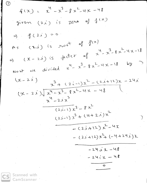 f(x) x x _x3_8x²_ux-48 given ( 21) is zero of jix) =) fc2i) root As a) x38x² 2 we Now (21) is of fial (x - 2.1) is facter of
