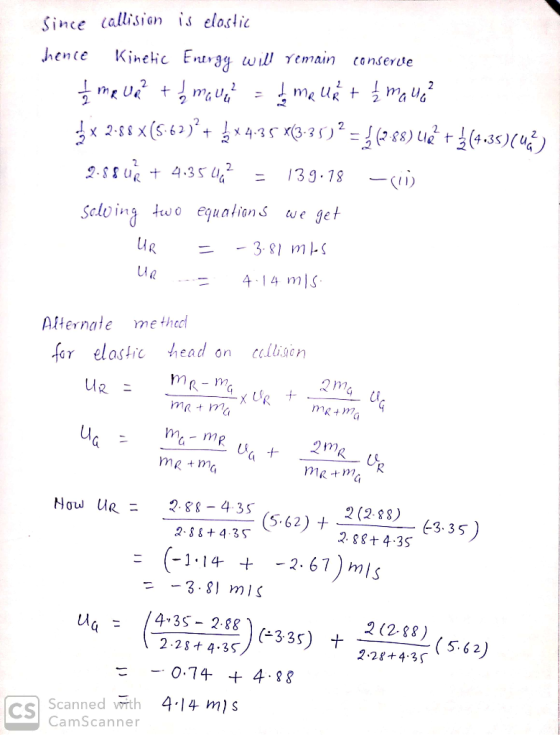 Since lallision is eloslic hente Conserte Kinehc Entrg will Yemain 2 me uk тaUi 1 2-8 x(S62 x 4.35 2 /39.78 2.-88 4.35 G едиa