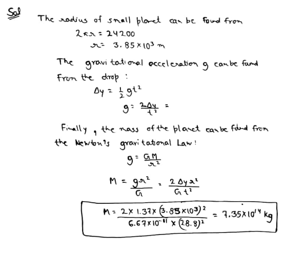 3, 85 지03 m The gravi tot: σ al occc le abong can bc found Frvm te dab 2. Fnally , the nass ơf the plad ca、bc fund from the ^