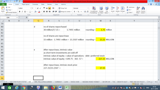 NPV, IRR, PBP,OCFINDEX - Microsoft Excel (Product Activation Failed) View Add-Ins Formulas Data Review - 2x A B 11 A = = V D