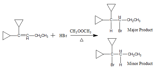 --&-CH2CH2 Br Major Product CH, OOCH; -C=S-CH2CH3 + HBr - -Ć--CH2CH2 Br Minor Product