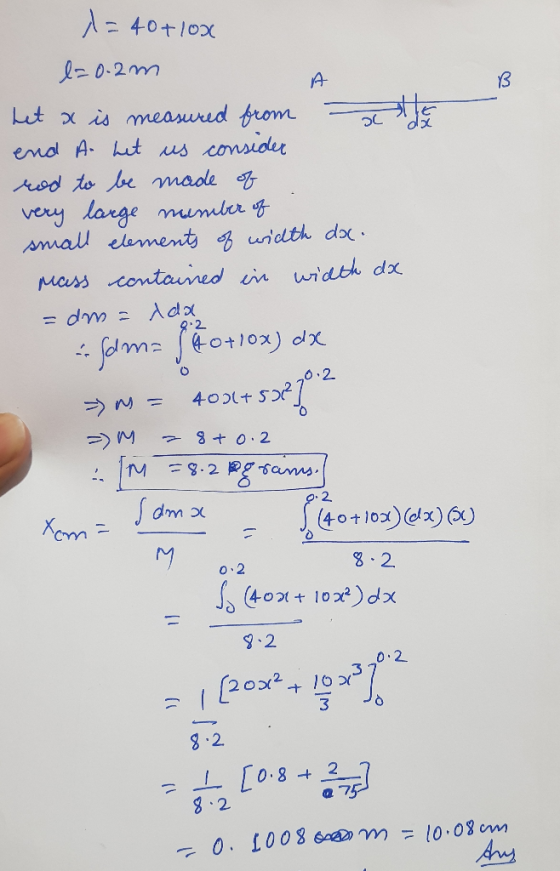40410x L0-2m A Lit x is measuud from end A hut s consider rod to boe made very large mumler g Amall element uidth dox Mass co