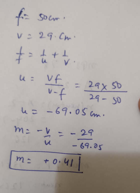 for some V = 29 cm I + + L V = 298 50 u= uf urf u= -69.05cm. 29-30 mi-v=-29 - 69.05 ma +0:41