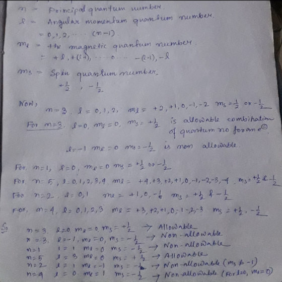no principal quantum number. la Angular momentum quantum number, = 0,1,2, (0-1) me = the magnetic quantum number R &d, + (- 0