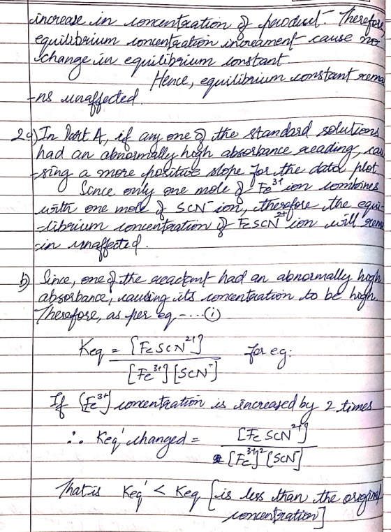 cincrease in concentration d chueducte theleteket equilibrium concentration whereament cause to Ichange un equilibrium consta