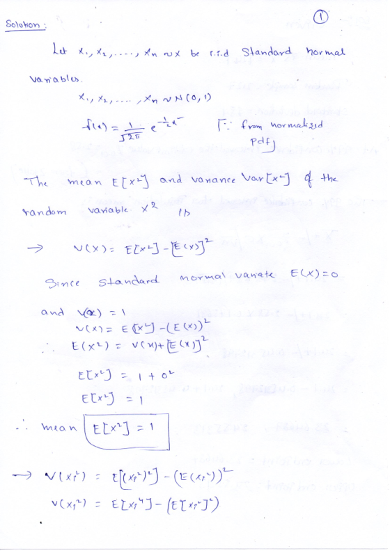 Solution Let X., X2, ...., an oux be red standard normal variables. X., X2,.... , x n unco, 1) dea)= I et f from normalized P