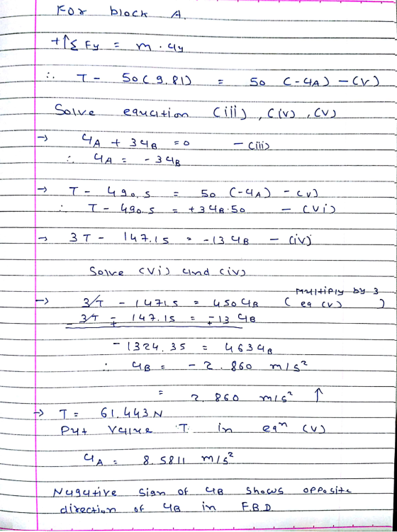 For block thefy maly. I 50c9.812 50 (y) - رم - C Solve equation راز C Civ, CV) 4A + 34B. HAS 34B - Cli I - 490, s. I- 49o.s.