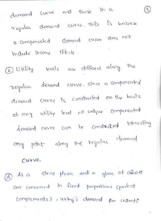 not pensafcdded cuave does indude ncoe eFfck OUylevelsaiffeut alonte ula demand curve. stnce a Compensated demand Cue Ccedte basts nthe requlaudema Curve Core cmsume rfect om s Complements)rvings dlomord