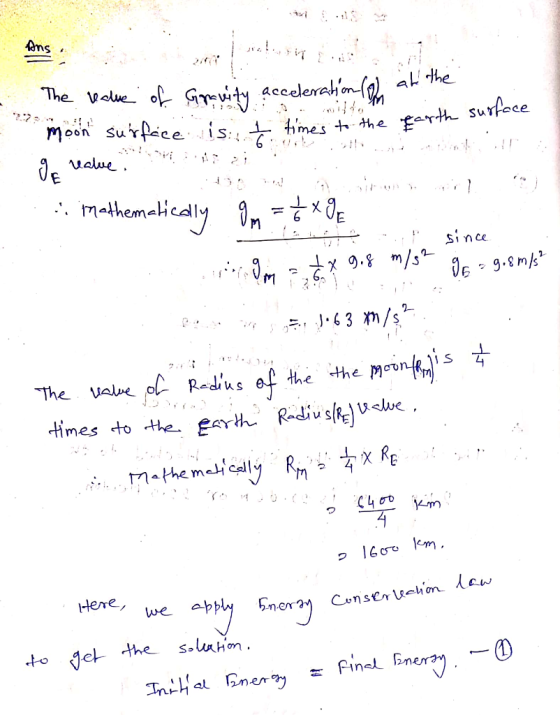 The ele oGrity accelerahon moon surpice is AL the himes the parth surfece value mathemalically m -* since m/s E 9.mk The VAlu
