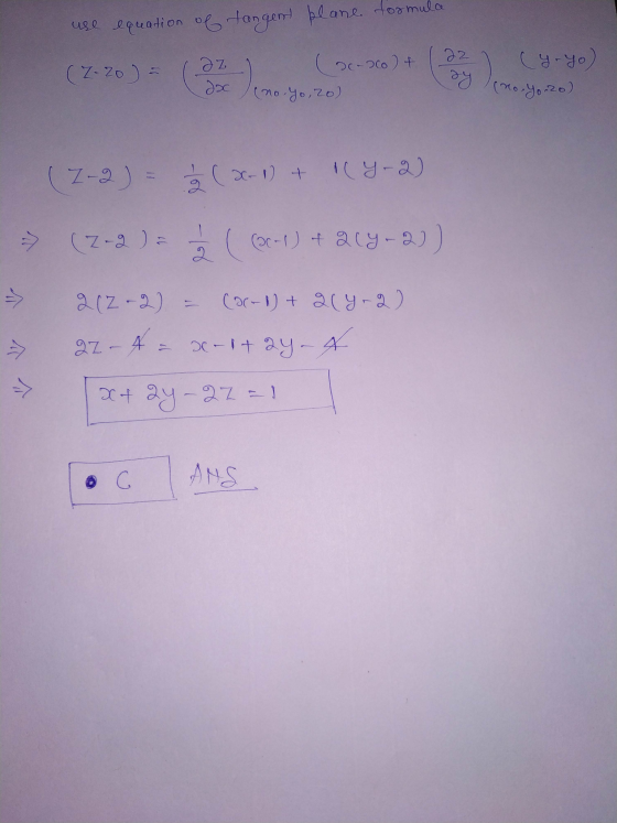 y (no. yo. 2o) use equation of tangent plane formula 22 (7-70 ) - ( 23 oc-not (yoyo) (no. Yo, ro) Z-2) = ģ ( 3-1) + (y-2) (7-
