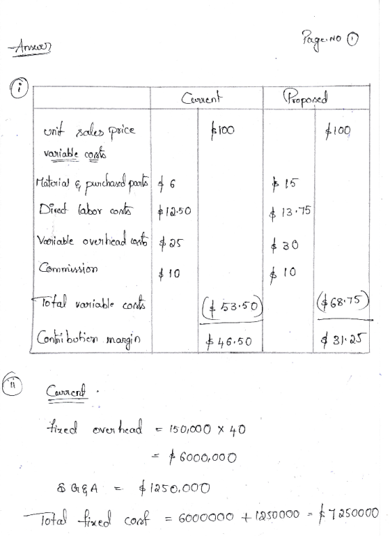 NO Ana Repased Cruent Unt ale price variae conts rderial pnad p6 Direc labor con 1-50 13 75 Veiable ovehead o 35 Commiusion T