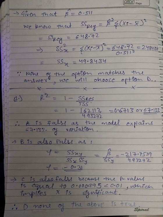 pearl Page Page 0.511 2 A Given that f = 0.511 We know that speg = 8 ² ² ( x - x) 2 = Speg = 648.72 =) Sšar = 3. (x-) ? = 648