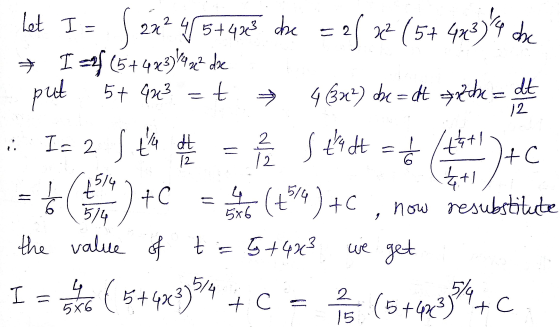 Let I= ( 22² 4 5+423 dhe = 2/ 22 (5+423) 4 the *I=2f (5 + 42 37 4 22 de put 5+ 4223 = t 4 Bx2) de = dt >2th = dt I= 2 st 4
