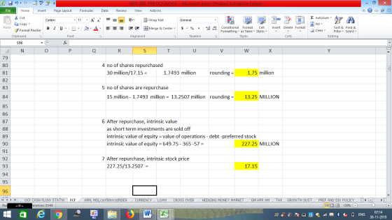 NPV, IRR, PBP,OCFINDEX - Microsoft Excel (Product Activation Failed) View Add-Ins Formulas Data Review - 2x 11 A = = V Genera