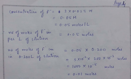 Page Clencentration 2 X00025 H O.OSM O.OSMoles L moles lo no 0.05Mles dution Per L meles f lon molas OO0 XT 200 lution In 0
