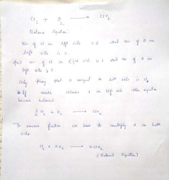 o on a to co Balance Equation: No. of co on left side iz and no of left side u 2. And no. of a on Right side ist and no of le