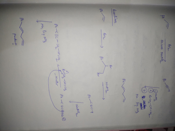 Ph 4 excess NaNk ① Nanny Brck-CH=4 3 Na. liq. Nik Ph Reactions Br Nant Bra > Ph a ph Br Ph-CEC-4 nority Nana Bach-CH=Cl Ph-C