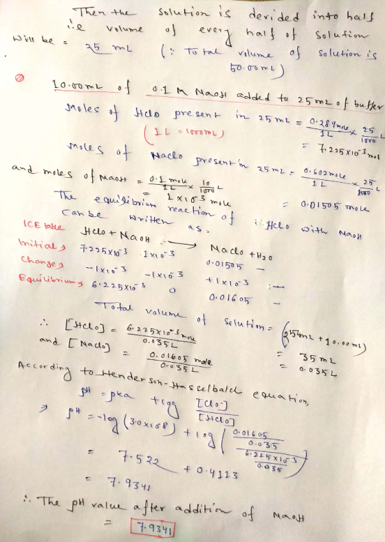 Then the le volume - will be = = 25 mL solution is derided of every half of ( Total volume of 50.00 ml) into half solution so