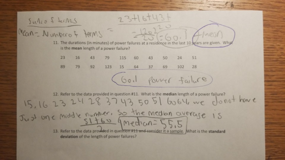 Suncof terms Mean - Number of terms 11. The durations in minutes) of power failures at a residence in the last 10 kears are g