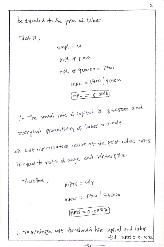 be equated to the price of labor. That is, umpl=w mpL *p=w PL * 0 0o = leo PL - (Woo ( 700000 ( L = 0 : 0 (8) $765000 and s.