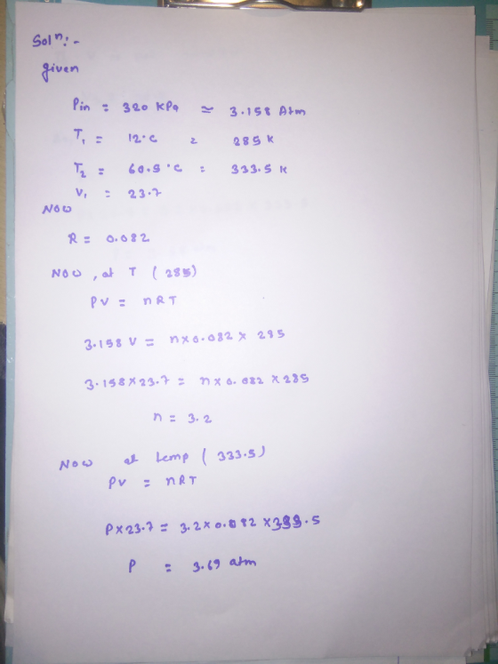 ven v, : 23.2 pv= nRT 3.1, a/m