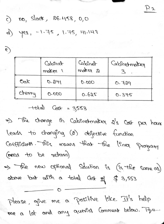 P. 2 c) no, slack, 26.458,0,0 or) yes, -1.75, 1.75, 41.143 Cabinet maker I Cabinet maker a Cabinetmaker 3 Oak 0.271 0.000 0.7