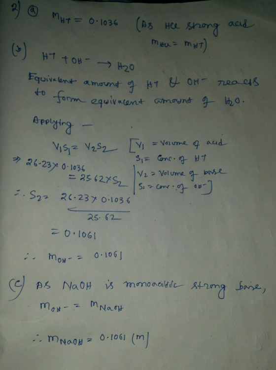 - 2 @ MAT = 0.1036 (A8 Hee strong and ( muu= mut) HT TOH- H2O Equivalent amount of HT & OH- form equivalent amount g to form