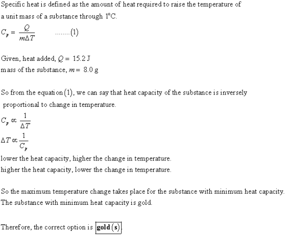 Specific heat is defined as the amount of heat required to raise the temperature of a unit mass of a substance through 1°C. C