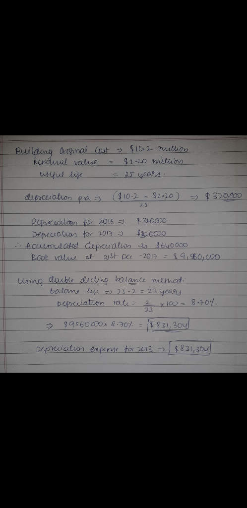 Bu Rerduat value 320,000 dlupacesation pas $10-2) 2 3 Oepaciaton tr 2016 bepiia $310000 uring double didung alanle method bal