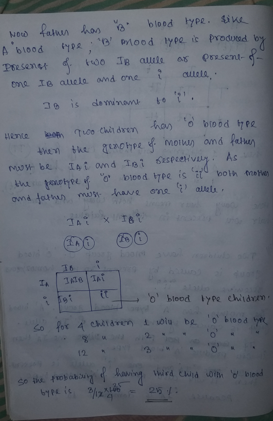 Now farmer has a blood type. sike A blood type B mood type is produced by Presence of two IB allere at present of one IB al