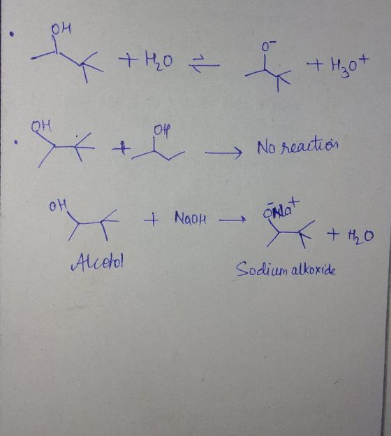 4 + - No reaction он + NaOH — onlat Alcohol + tho Sodicem alkoxide