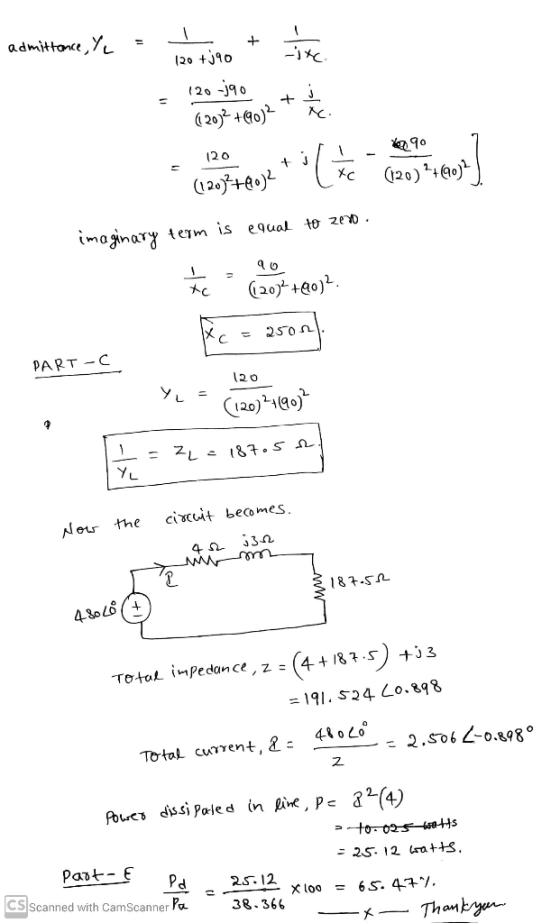 admittance, YL + time 120 +390 + 120 -390 1 2012 +902 6090 120 - po (120) +20)2 (120)+20)2 Xc imaginary term is equal to zero