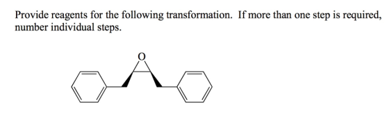 Provide reagents for the following transformation. If more than one step is required, number individual steps.