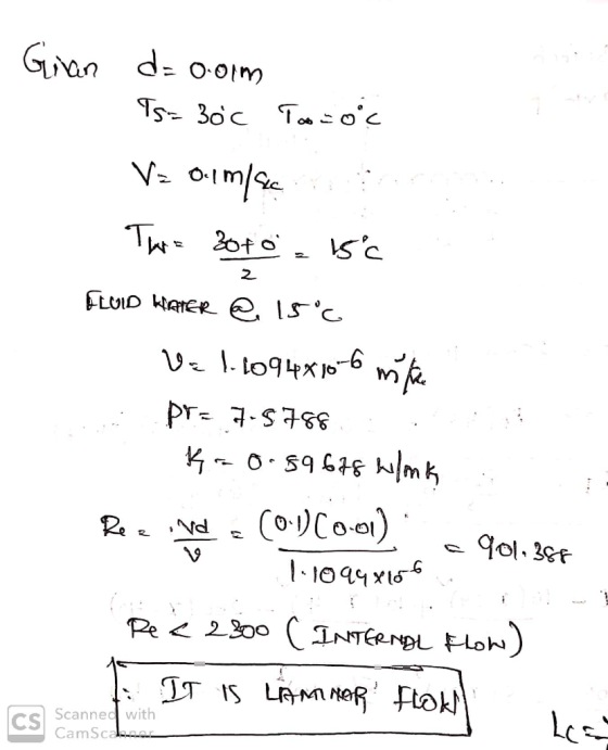 २ Gian d=o.om Ts- 30c To so Vzdim/sec Tara 20 to 156 FLUID WATER @iss U= 1.094x10-6 mika pr= 7.5788 K = 0.89 678 wink Reend