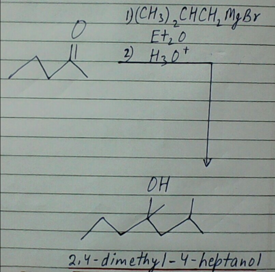 . D (CH3) CHCH, Mg Br Eto 2 H₂O + A OH 2,4-dimethyl-4-heptanol