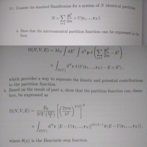of N identical particles 3.1. Consider the standard Hamiltonian for a system of N identical part H = C P +U(r...,EN). a. Show