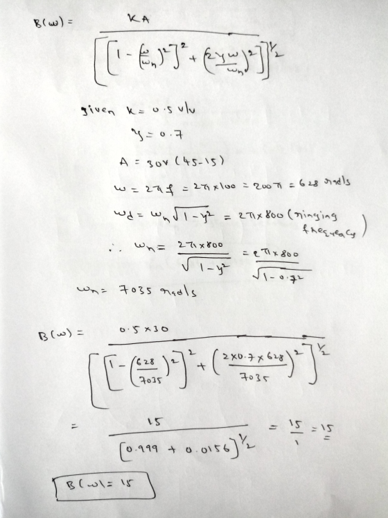 Blw) = KA [[1-637*) given kau.sulu - 0.7 A = sov (45-15) waza f = 27x10o = 2007 = 628 rads wdawn l-g2 = 27x800 (ringing freq