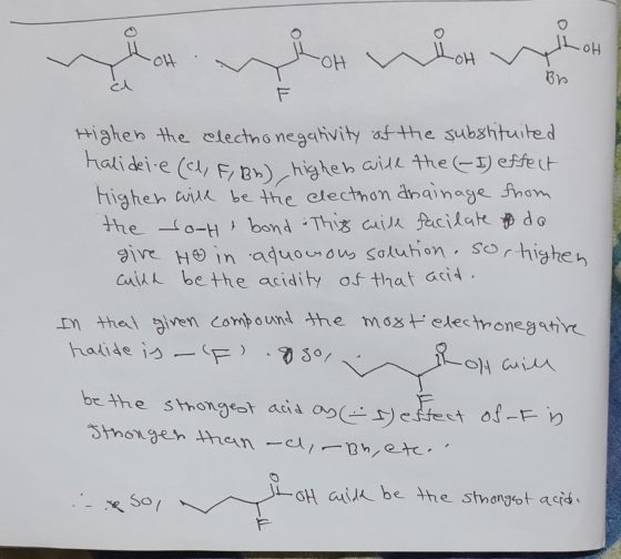 •OH OH -OH -OH Br ch Highen the electronegativity of the substituited halideice (<1, F, Bb), higheh will the (I) effect Highe