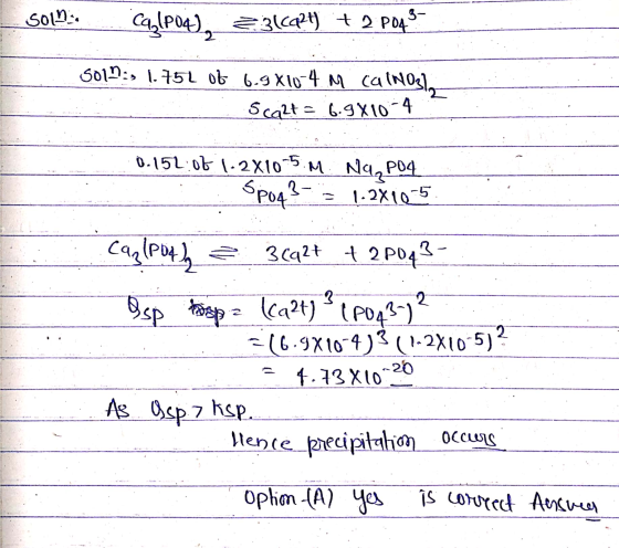 [ SOL Calp04), 231C924+ 2 P043- 5019:, 1.752 of 6-9 X10-4 M Ca(NO3), scazt = 6.9X10-4 0.152.06 1-2x10-5.1 Na2P04 Spoq 3 = 1.2