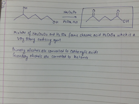 OH Na2 Ca2 O7 OH HQ Mix tuhe of NorCr07 and H2 S04forms chsomic acid H Ca04 which is a vy 8hong diing agent carko nyli thimas