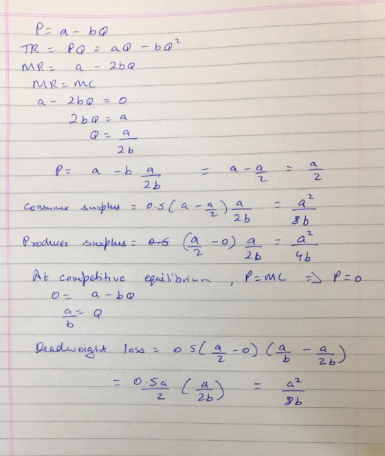 P= a-bQ TR = P Q = aQ - bO² MR = a - 260 MR=mc a- 2bQ = 0 2bQ = a - Q = a 2b 야 ab을을 을 2b (44) که ر ماده ی جهان Produces suspl